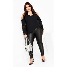 Say hello to a new wardrobe fave with the Hi Lo Cold Shoulder Top! Made with lightweight lined fabrication and designed with cold shoulder ruffled sleeves, this V-neckline top lets you strut with confidence with a curve-flattering design! Bold and fiercely fashionable, no one does plus size fashion like City Chic. Loved around the globe for its diverse range of fashion-forward styles for any occasion. From show-stopping evening gowns to workwear and casualwear, City Chic will take your style to Draped Dress, Ruffled Sleeves, Cold Shoulder Top, Key Hole, Fit N Flare Dress, Chic Woman, City Chic, New Wardrobe, Workwear Dress