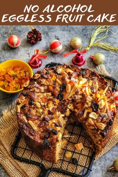 Enjoy the festive flavours of Christmas with this easy, no-fuss Eggless Fruit Cake recipe! Perfect for those who prefer alcohol-free treats, this moist and delicious cake is packed with colourful dried fruits and warm spices. No need for lengthy soaking - it's quick to prepare yet with rich, traditional taste. Ideal for last-minute holiday baking or as a homemade gift. Enjoy the spirit of the holiday season with every slice of this delicious, family-friendly Christmas cake made with orange juice! Eggless Fruit Cake Recipe, Christmas Fruit Cake Recipe, Fruit Cake Recipe Christmas, Christmas Fruit Cake, Fruit Cake Recipe, Candied Fruits, Candied Lemon Peel, Fruit Cake Christmas, Fruitcake Recipes