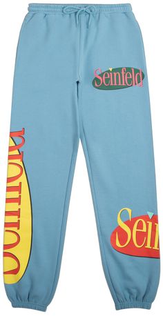 Larry David, Jerry Seinfeld, Blue Sweatpants, Seinfeld, Drawstring Waist, Apparel Accessories, Sweatpants, ? Logo, Blue