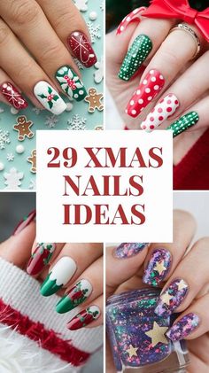 Nails For December, Gel Almond Nails, Simple Christmas Nail Designs, Whimsy Christmas, Christmas Nails Easy, Snowflake Nails