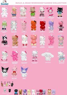 Hello Kitty Build A Bear Collection, Ideas For A Christmas List, Pink Hello Kitty Build A Bear, Chococat Sanrio Build A Bear, Hello Kitty Members, Build A Bear Collection, Pompompurin Build A Bear, Kuromi Build A Bear, Build A Bear Ideas