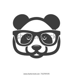 a panda bear wearing glasses on a white background