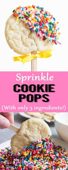 sprinkle cookie pops with only 3 ingredients