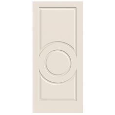 a white door with an oval design on it