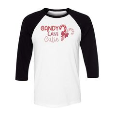 Say hello to the Candy Cane Cutie! This jolly design will add a festive touch to your holiday gatherings. Whether you're decking the halls or celebrating the season, you'll be sure to spread cheer everywhere you go with this fun and whimsical look. Ho ho Candy Cane Cutie Three-Quarter Raglan Sleeve Baseball Shirt Unisex X-Large White/Black Candy cane Christmas cutie holiday. This is a XL white/black mens or womens three-quarter raglan sleeve baseball t-shirt (standard unisex fit) sold by TeesAnd Candy Cane Cutie, Black Candy, Baseball Gear, Candy Cane Christmas, Baseball Shirt, Christmas Candy Cane, Sports Baseball, Baseball Shirts, Deck The Halls