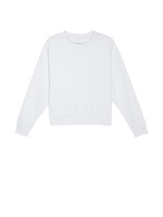 The truly effortless essential you've been waiting for. A classic crew neck sweatshirt with dropped shoulders and an oversized fit. Because comfort can look chic, too. (This one comes in White.) | Women's Jovie Sweatshirt in White | Ethical Essentials Basic Sweats With Ribbed Cuffs, Classic Relaxed Fit Sweatshirt For Loungewear, Boxy Crew Neck Sweatshirt For Everyday, Boxy Fit Crew Neck Sweatshirt For Everyday, Everyday Boxy Fit Crew Neck Sweatshirt, Basic Relaxed Fit Sweater For Everyday, Classic Relaxed Fit Sweats, Everyday Boxy Fit Crew Sweater, Classic White Sweatshirt For Loungewear