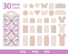 the svg bundle includes bows, hearts and other items for making paper crafting