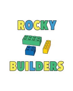 the words rocky and legos are in different colors