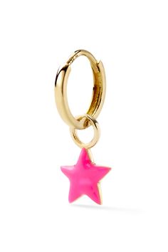 Because you are a star. Charm comes with your choice of enamel color. Choose between plain gold or pavé white diamond huggie. Huggy Earrings, Alison Lou, Tiny Star, Diamond Glitter, Fine Jewelry Designers, Neon Blue, Star Charms, Pretty Jewellery, Gold Earrings Studs