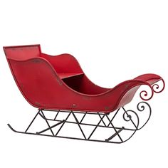 a red sleigh sitting on top of a white background