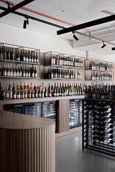 an empty wine cellar filled with lots of bottles