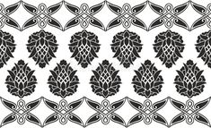 an art nouveau design with stylized flowers and leaves in black on white background royalty illustration