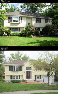 before and after photos of a new front entry