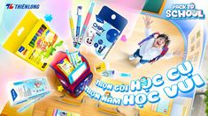 the back to school flyer is shown with children's items