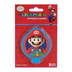 a mario birthday candle in the packaging