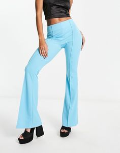 Sets by Rebellious Fashion Style refresh: pending High rise Zip-side closure Flared straight fit Chic Blue Fitted Flares, Blue Flare Pants With Elastane, Blue Flare Pants In Elastane, Mid-rise Blue Flares For Spring, Blue Mid-rise Spring Flares, Blue Mid-rise Flares For Spring, Trendy Blue Wide Leg Flares, Chic Blue Full-length Flares, Blue Straight Leg Flares For Spring