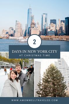 two photos with the words 2 days in new york city at christmas time on them