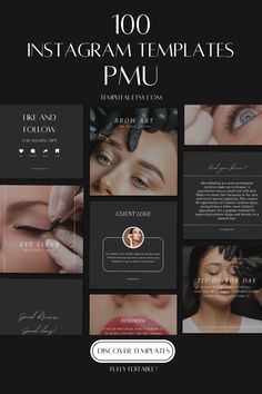 Instantly boost your Instagram with our 100 pmu instagram ideas templates on permanent makeup brows, eyeliner and lip tattoo! Save precious time while creating impactful luxury instagram templates that instantly captivate your audience and give you a beautiful permanent makeup instagram feed. All our templates are fully editable on Canva. Beauty Salon Instagram Feed, Pmu Eyeliner, Pmu Eyebrows, Hair Stylist Tips, Permanent Makeup Studio, Instagram Grid Layout, Lip Blushing, Stylist Tips