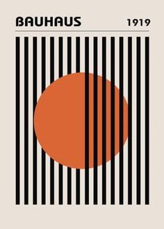 a barcode with an orange circle on it and the word bauhus written in black