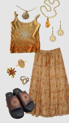 Hippie outfit #hippie #boho Outfit Hippie, Estilo Hippy, Earthy Outfits, Create Outfits, Hippie Outfits, Western Outfits, Fancy Dresses