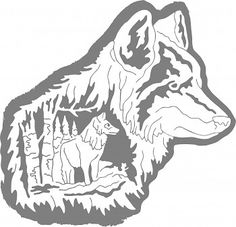 a wolf is shown in the shape of a stencil on a white background