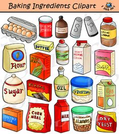 an image of baking ingredients clipart