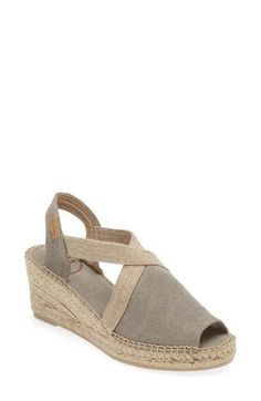 A jute-wrapped wedge and platform further the breezy warm-weather style of a casual-chic sandal. 2 1/4" heel; 1" platform (size 8-8.5US / 39EU) 3" strap height Slip-on style Textile upper and lining/synthetic sole Made in Spain Women's Shoes Chic Sandals, Sandal Women, Warm Weather, Women's Shoes Sandals, Casual Chic, Women's Shoes, Womens Sandals, Shoes Sandals, Spain