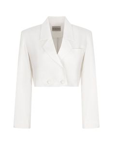 PARIS MILKY WHITE CROPPED BLAZER Matching trousers available to complete the outfit Lined Four-button cuffs Button fastening Double-breasted 20% viscose, 77% polyester, 3% elastan White Tailored Cropped Blazer, White Cropped Blazer For Office, Elegant White Cropped Bottoms, Chic White Cropped Blazer, White Blazer With Button Cuffs For Work, White Blazer With Button Cuffs And Lapel Collar, White Button-up Blazer For Semi-formal Occasions, White Blazer With Button Cuffs For Semi-formal Occasions, White Semi-formal Blazer With Button Cuffs