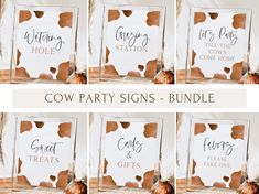 cow party signs - bundle of 8