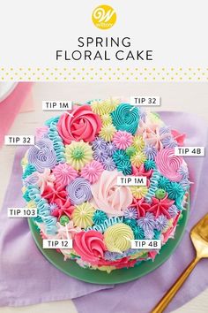 an image of a cake with flowers on it and the words spring floral cake below