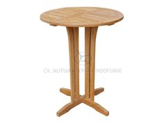 a round wooden table with two legs