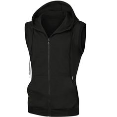 Sleeveless sweatshirt vest features pockets for you to keep your small items. A hoodie vest can be worn alone or paired with other garments like t-shirts or long-sleeved shirts for a daily look. Pair a hoodie vest with shorts, jeans, and casual trousers to create a different look. Hoodie vest is suitable for sports, camping, travel and daily wear. Sleeveless Hoodie For Winter Streetwear, Black Cotton Hooded Vest, Black Hooded Sports Vest, Hooded Athleisure Vest For Streetwear, Sleeveless Vest With Side Pockets For Streetwear, Winter Hooded Vest Top, Solid Color Cotton Vest For Streetwear, Hooded Cotton Vest With Pockets, Cotton Hoodie With Pockets For Gym