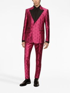 Find DOLCE & GABBANA Monogram-jacquard Tailored Trousers on Editorialist. hot pink satin finish monogram jacquard tailored cut pressed crease belt loops front button and zip fastening Elegant Formal Jacquard Sets, Luxury Tailored Pink Suits, Elegant Jacquard Party Suits, Tailored Jacquard Luxury Suit, Tailored Luxury Jacquard Suit, Luxury Tailored Jacquard Suit, Formal Fitted Jacquard Sets, Luxury Fitted Satin Set, Luxury Silk Suits For Festive Season