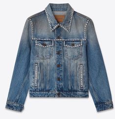 Studded Denim Jacket For Men  100% Cotton Luxury Men's Denim Jacket, Luxury Denim Jacket For Men With Welt Pockets, Men's Luxury Trendy Denim Jacket, Luxury Men's Buttoned Denim Jacket, Luxury Designer Men's Denim Jacket, Luxury Men's Denim Jacket With Buttons, Men's Luxury Utility Denim Jacket, Denim Jacket For Men, Studded Denim Jacket