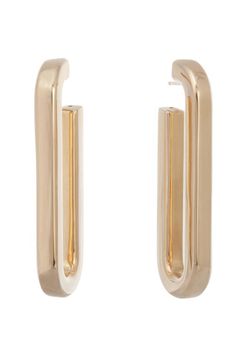 SIDNEY GARBER-Paperclip Wide Hoop Earrings-YELLOW GOLD Contemporary Gold Hoop Earring, Gold Oblong Huggie Earrings, Modern Gold Oblong Earrings, Elegant Gold Oblong Huggie Earrings, Classic Gold Paperclip Earrings, Gold Paperclip Earrings For Formal Events, Classic Gold Earrings With Rectangular Links, Gold Classic Rectangular Link Earrings, Modern Gold Hoop Earrings With Gold-tone Hardware