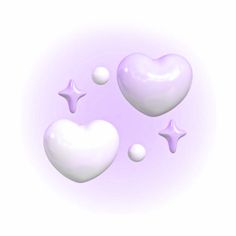 two white hearts and three stars on a purple background