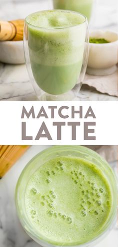 matcha latte is an easy and delicious drink that's ready to be eaten