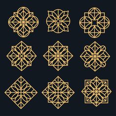 a set of golden geometric design elements