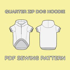 the front and back views of a dog hoodie sewing pattern