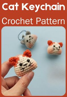 crochet cat keychain pattern with text overlay