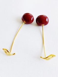 18K Cherry Cherry Dangle Earrings - Not Just Paris Ugly Clothes, Ugly Outfits, Unscented Soap, Mild Soap, Natural Oils