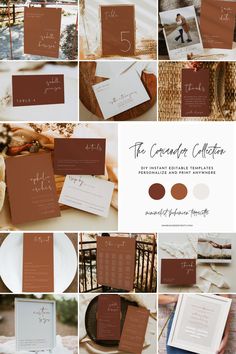 wedding stationery with brown and white colors