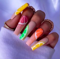 19+ Fruit Nail Designs That Are So Scrumptious - ♡ July Blossom ♡ Fruit Nail, May Nails, Beauty Nails Design, Bright Nails, Funky Nails, Dope Nails