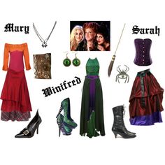 several different outfits and accessories are arranged in the shape of a collage with harry potter characters