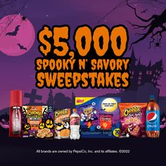 an advertisement for spook'n savory sweeps is shown in this image