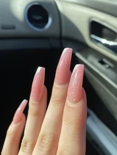 valentines nails, nail inspo, long nail inspo, pink nails Acrilyc Nails Ideas Pink, Long Pink Sparkly Nails, Pastel Pink And Black Nails, Nails For A Pink Dress, Pink Acrylic Nails Simple, Sparkly Pink Acrylic Nails, Pastel Pink Nail Designs, Simple Valentines Nails, Nude Sparkly Nails