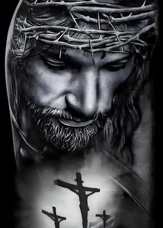 Christus Tattoo, Jesus Christ Tattoo, Jesus Tattoo Design, Jesus Art Drawing, Jesus Crucified, Christ Tattoo, Jesus Drawings, Summer Blonde, Jesus Artwork