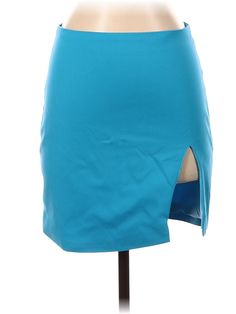 Assorted Brands Casual Skirt Size: Small Bottoms - used. 50% COTTON, 47% NYLON, 3% ELASTANE, Solid | Casual Skirt: Blue Solid Bottoms - Size Small Spring Mini Skirt With Split Design, Blue Split Skirt For Spring, Spring Blue Split Skirt, Blue Skort For Spring Night Out, Blue Skort For Night Out In Spring, Blue Pencil Skirt Skort For Spring, Blue Pencil Skirt For Summer, Blue Pencil Skirt Skort For Summer, Blue Short Skirt For Night Out