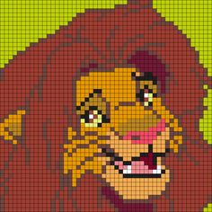 a pixellated image of a lion with its mouth open