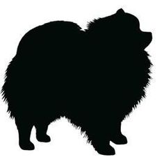 a black silhouette of a dog on a white background with the words, i love my pomeranian